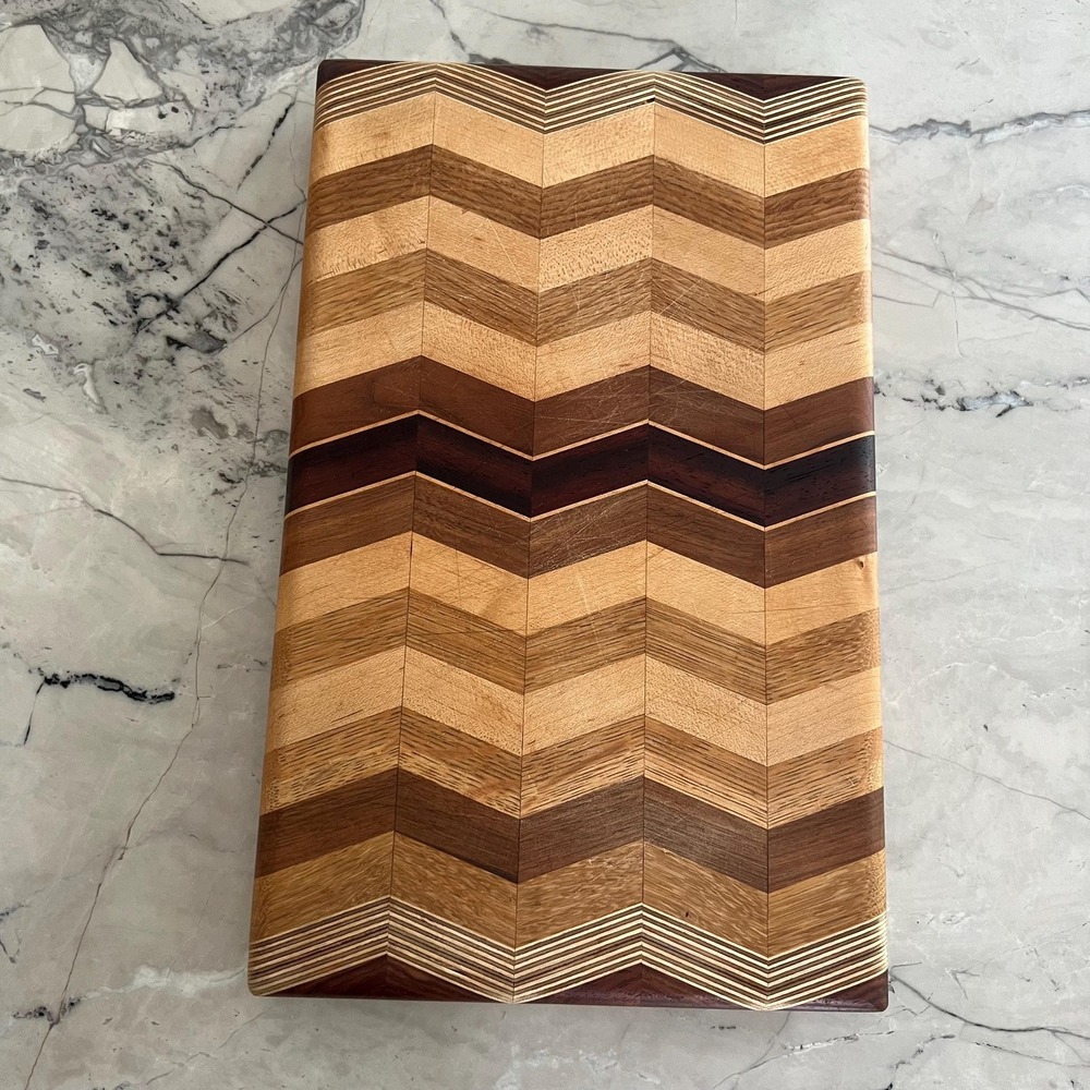 Exotic wood chevron cutting board by David Levy